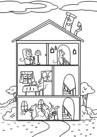 Mouse House Coloring Page